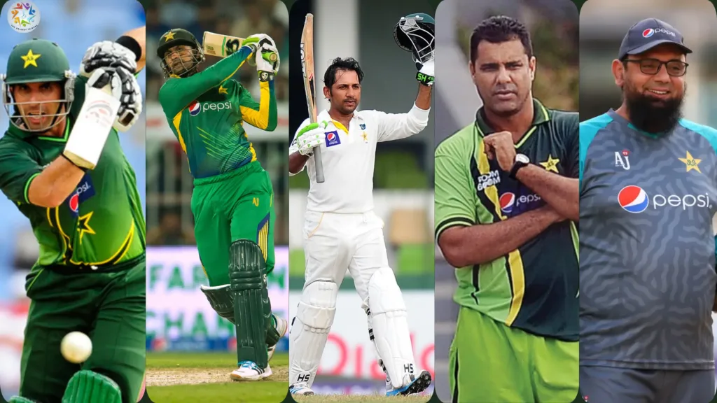 Champions Cup's mentors Misbah ul haq, Shoaib Malik. Sarfraz Ahmed. Saqlain Mushtaq, Waqar Younis
