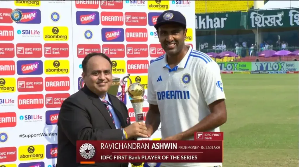 Ravi Ashwin Player of the Series in India vs Bangladesh Test Series 2024.